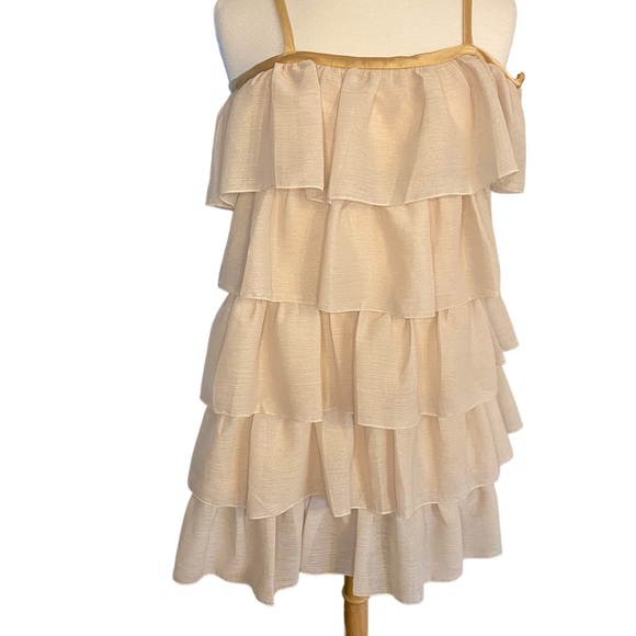 Nwt Erin Fetherston for Target Gold Tiered Ruffle Dress Juniors 9 - Picture 3 of 9